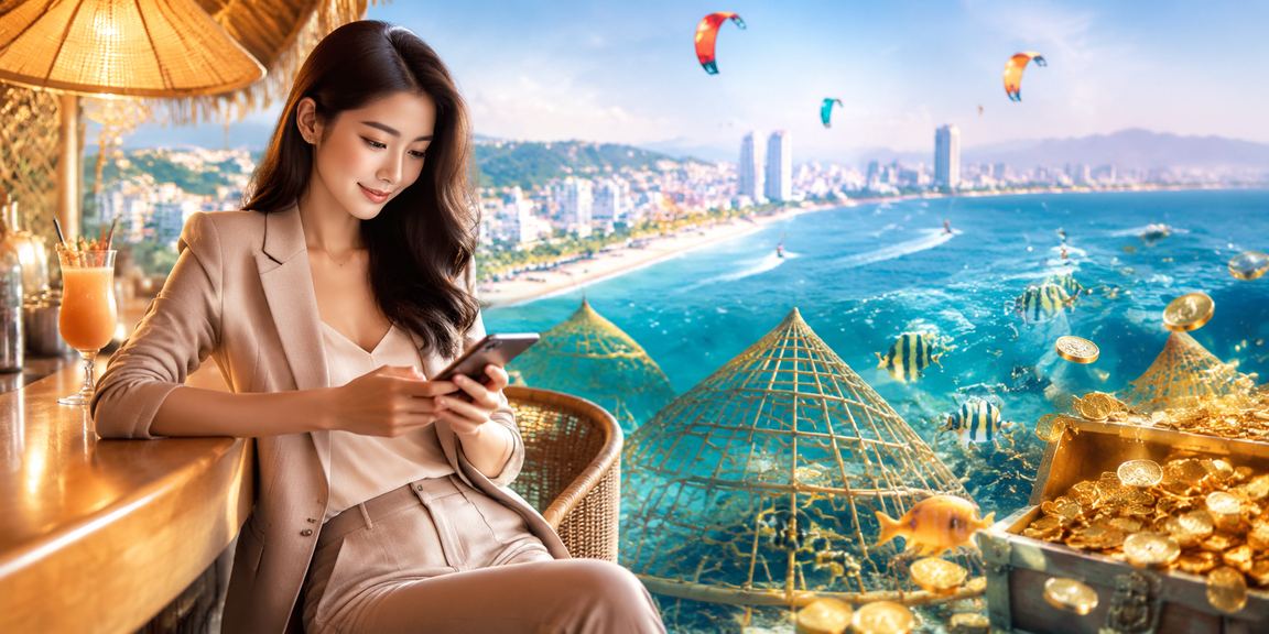 Người đội nón lá tại Mũi Né trải nghiệm casino di động trên điện thoại với giao diện tiếng Việt