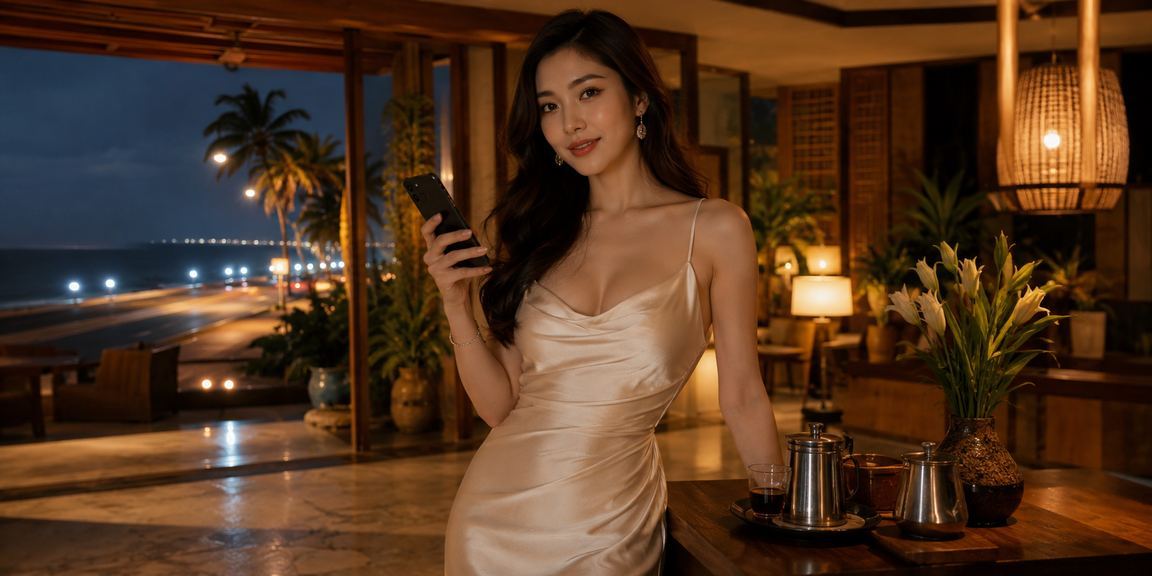 Người dùng tại Phan Thiết ngồi cà phê xem thông tin cá cược thể thao trực tuyến trên điện thoại
